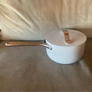 Caraway Non Stick Ceramic 3 Qt Pot With Lid Grey Non Toxic Cookware